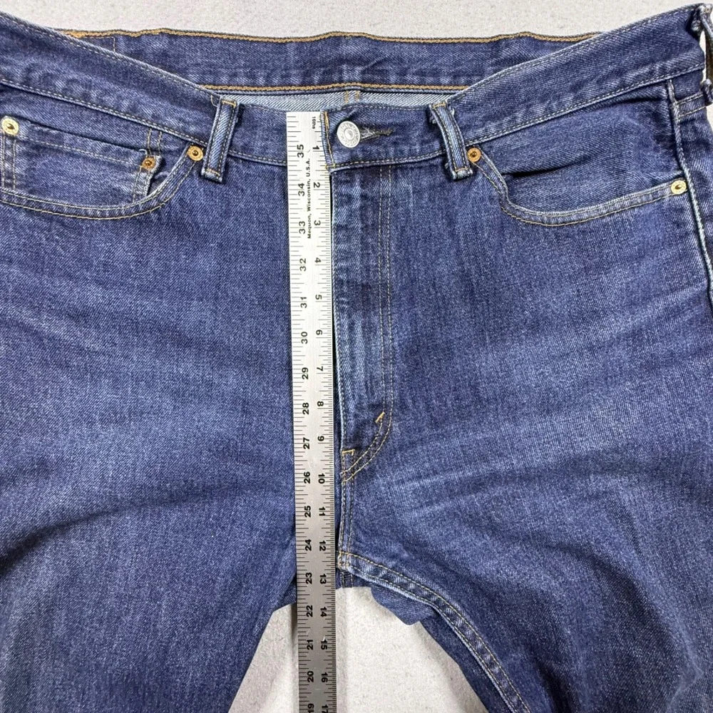 Levis 505 Regular Fit Straight Leg Dark Wash Indigo Denim Jeans Mens 38x30